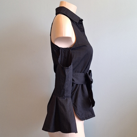 🅱️🅾️G🅾️ Shoulder cut off black cotton shirt - Picture 5 of 8